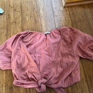 Abercrombie & Fitch Dusty Rose Tie-Front Blouse